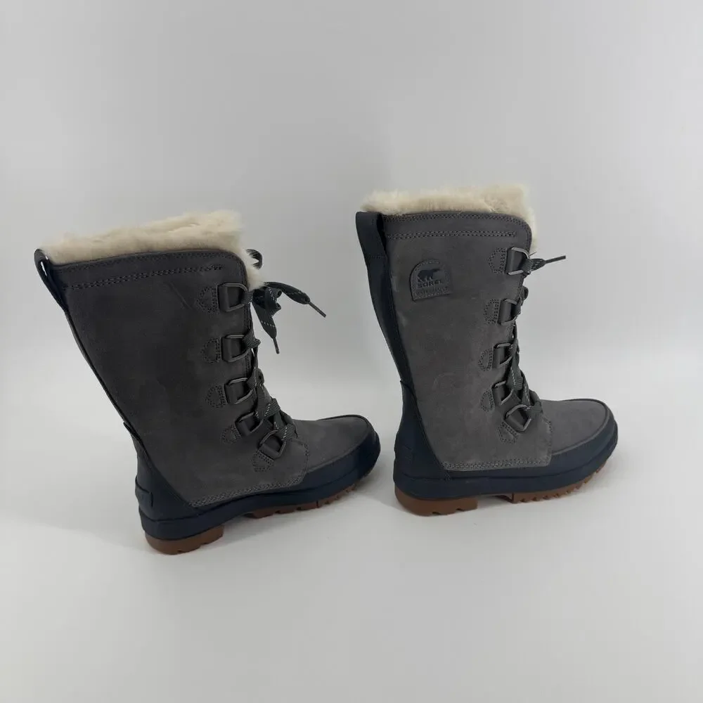 Sorel Tivoli IV Tall Waterproof Lace-Up Boots Womens 8 NEW Quarry Gray Winter